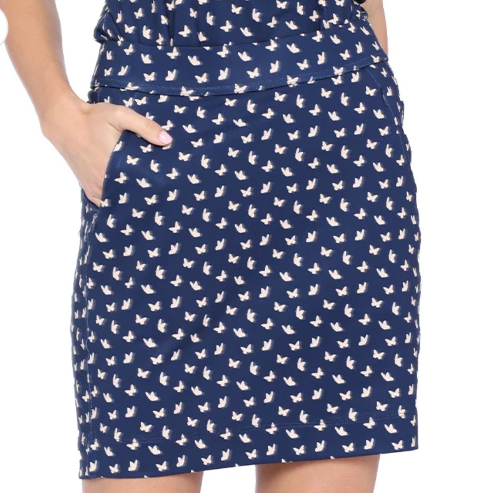 NWT Belyn Key Butterfly Print Golf Skort Navy Small Tennis‎ Activewear Sports